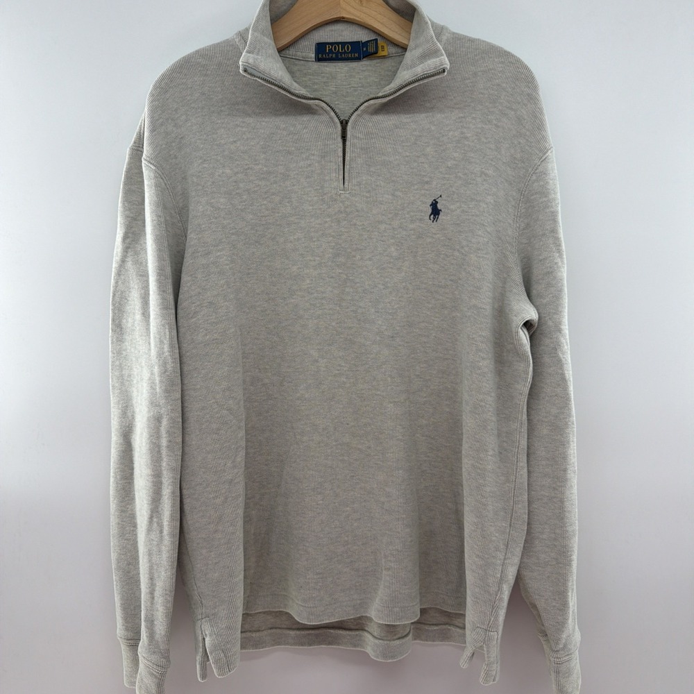 Polo Ralph Lauren Men's Pullover  Cotton Sweater 1/4 Zip  Light Beige Medium